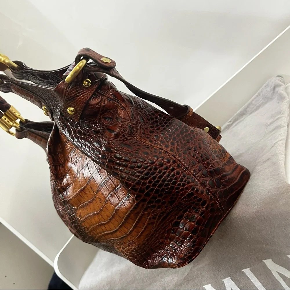 BRAHMIN Melbourne Dagny Elisa Pecan Satchel Tote Shoulder Bag